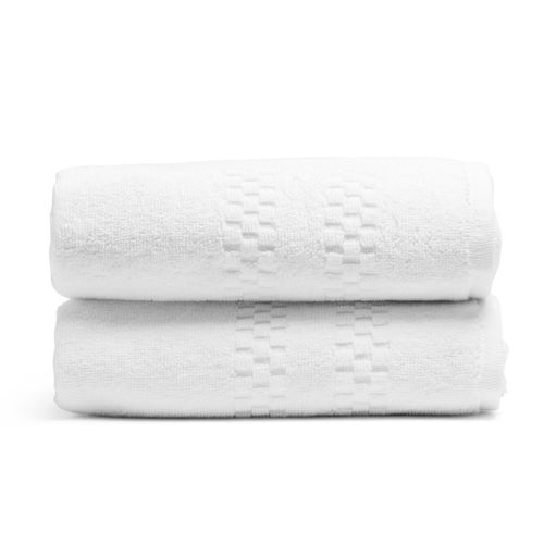 Park Avenue by Villa di Lusso Hand Towel, Cotton Check Design Border, 16x39, 5.75 lbs/dz, White